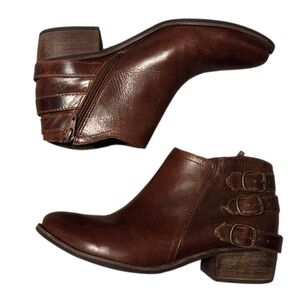Matisse Kate Leather Ankle Boots Booties Buckles Brown Tan Bohemian Western 7.5